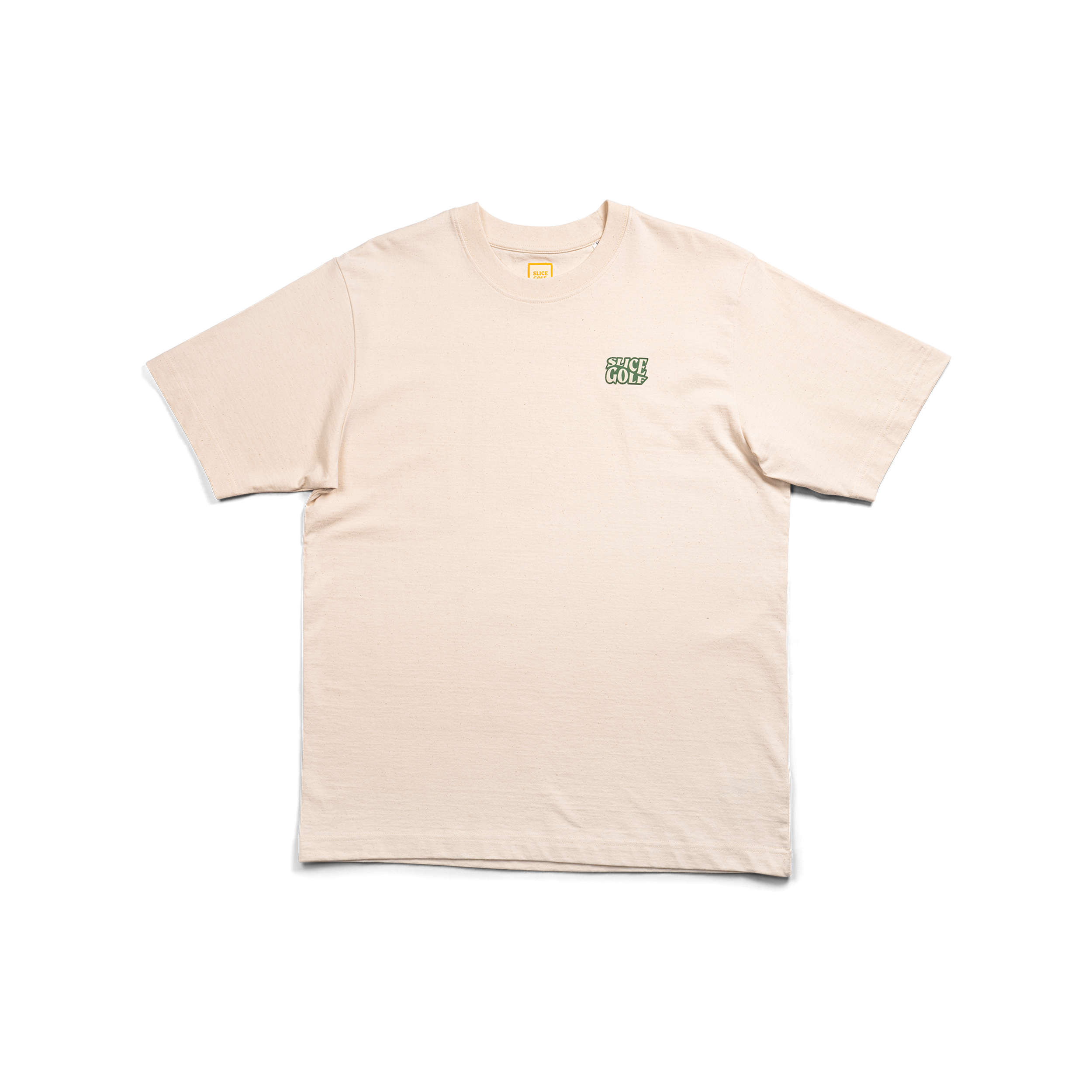Golf T-shirt in off-white with Slice Golf Logo on left chest