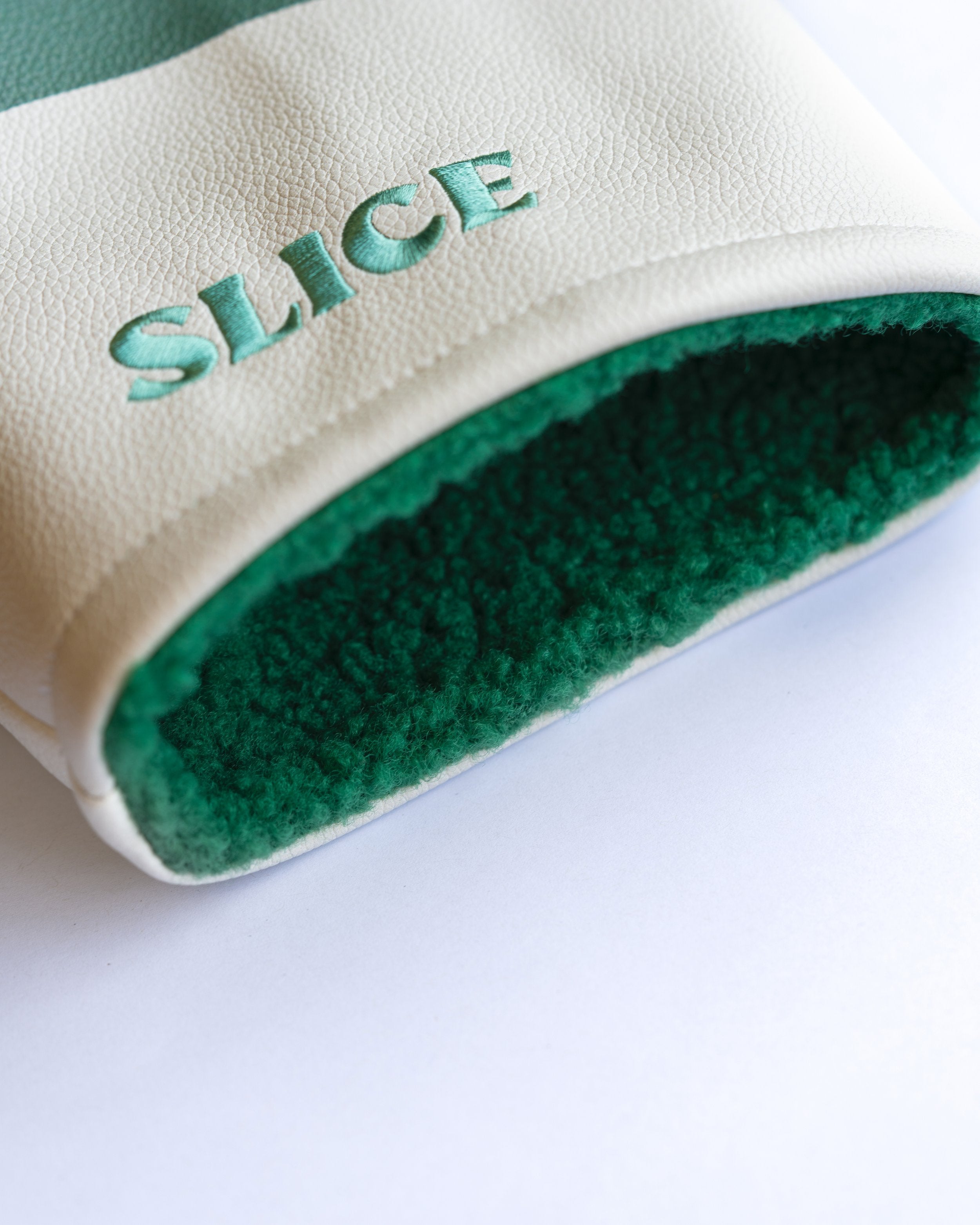 Driver head cover in white and green - inside