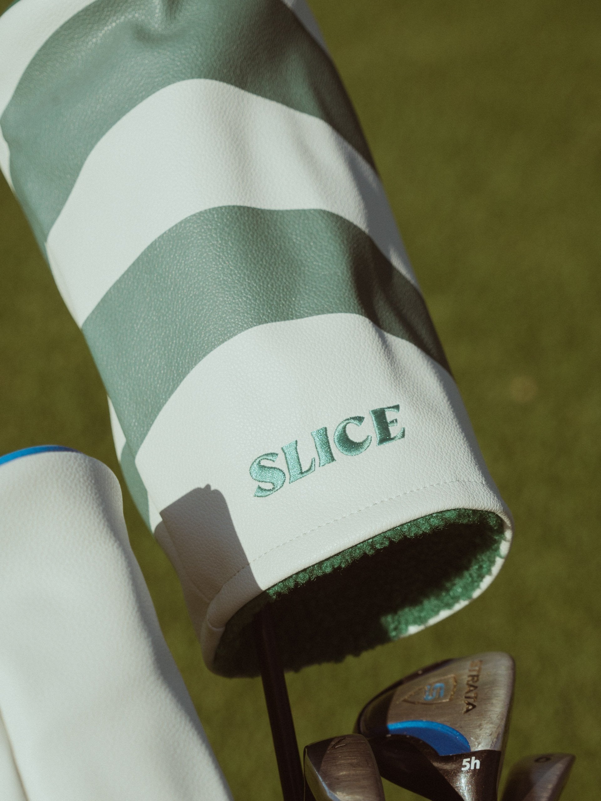 Driver head cover in white and green