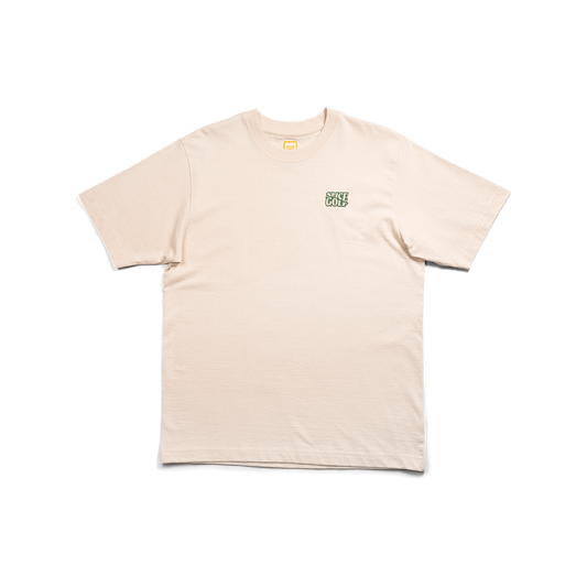 Golf T-shirt in off-white with Slice Golf Logo on left chest