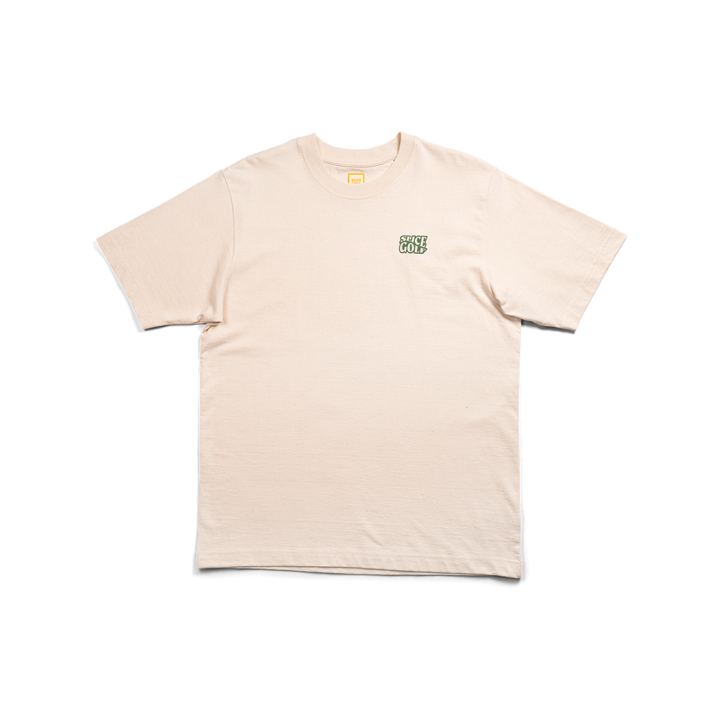 Golf T-shirt in off-white with Slice Golf Logo on left chest