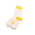 Golf sports socks in white with yellow stripes.